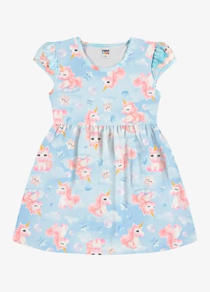 Rovi Kids - Vestido Infantil Feminino com Estampa Azul - ROVI KIDS