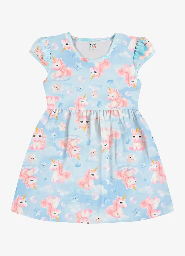 Rovi Kids - Vestido Infantil Feminino com Estampa Azul