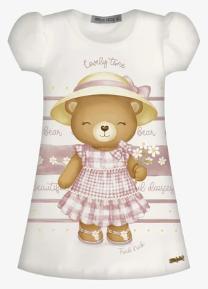 Trick Nick - Vestido Infantil Feminino com Estampa Bege - TRICK NICK