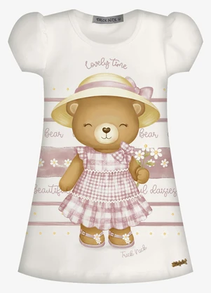 Trick Nick - Vestido Infantil Feminino com Estampa Bege - TRICK NICK