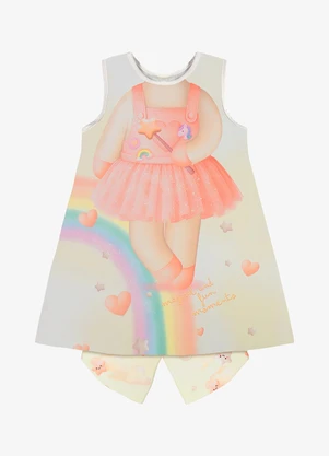 Rovi Kids - Vestido Infantil Feminino com Estampa Bege - ROVI KIDS