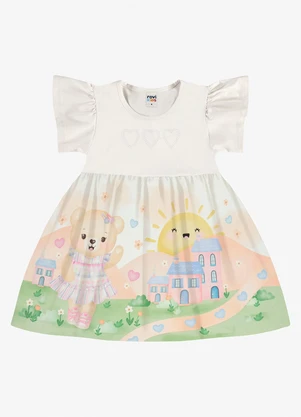 Rovi Kids - Vestido Infantil Feminino com Estampa Bege - ROVI KIDS