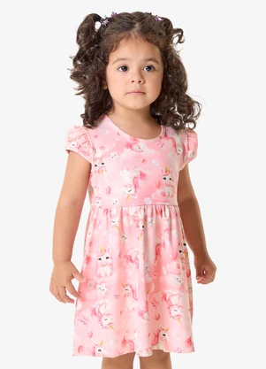 Rovi Kids - Vestido Infantil Feminino com Estampa Rosa - ROVI KIDS