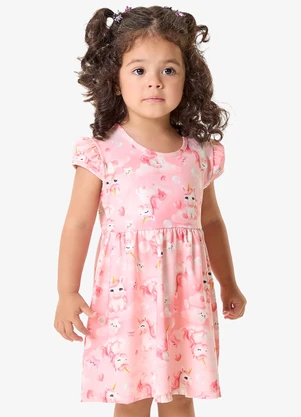Rovi Kids - Vestido Infantil Feminino com Estampa Rosa - ROVI KIDS
