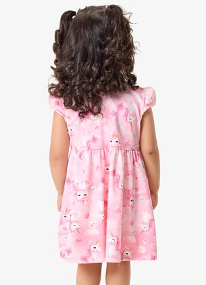 Rovi Kids - Vestido Infantil Feminino com Estampa Rosa - ROVI KIDS