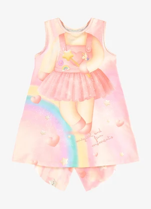 Rovi Kids - Vestido Infantil Feminino com Estampa Rosa - ROVI KIDS