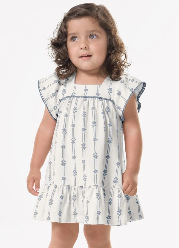 Trick Nick - Vestido Infantil Feminino Cotton Leve Bege