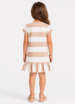 Select - Vestido Infantil Feminino em Cotton Leve Bege - SELECT