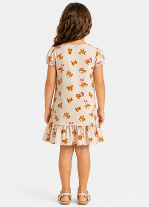 Select - Vestido Infantil Feminino em Cotton Leve Bege - SELECT