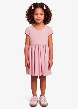 Rovi Kids - Vestido Infantil Feminino em Cotton Leve Rosa - ROVI KIDS