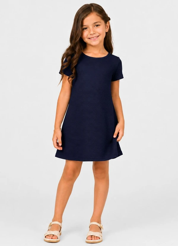 Select - Vestido Infantil Feminino em Malha Puvil Azul