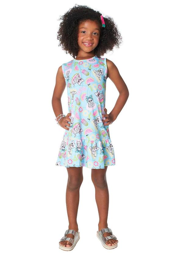 Rovitex - Vestido Infantil Feminino Estampado Azul
