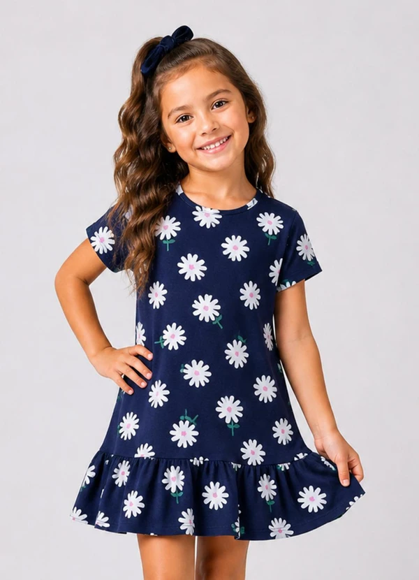 Select - Vestido Infantil Feminino Estampado Azul