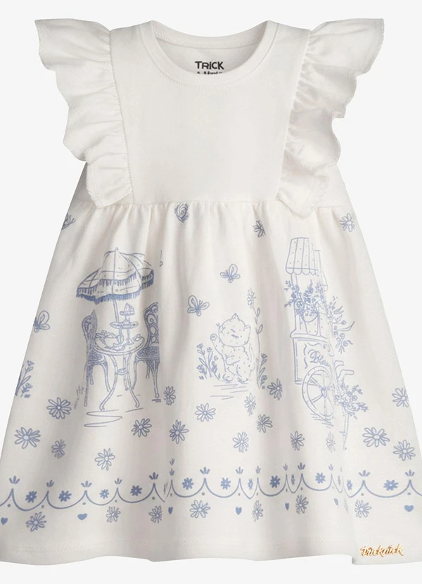 Trick Nick - Vestido Infantil Feminino Estampado Bege