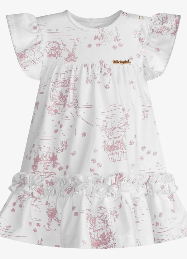 Trick Nick - Vestido Infantil Feminino Estampado Branco