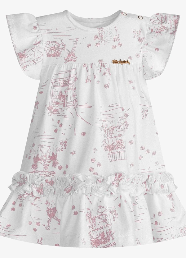 Trick Nick - Vestido Infantil Feminino Estampado Branco