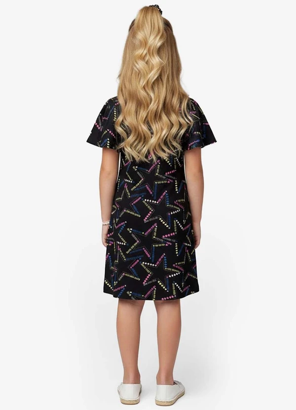 Select - Vestido Infantil Feminino Estampado Preto 2