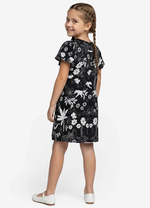 Select - Vestido Infantil Feminino Estampado Preto 2