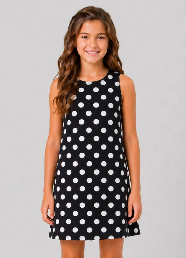 Select - Vestido Infantil Feminino Estampado Preto