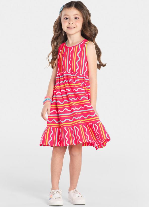 Rovi Kids - Vestido Infantil Feminino Estampado Rosa