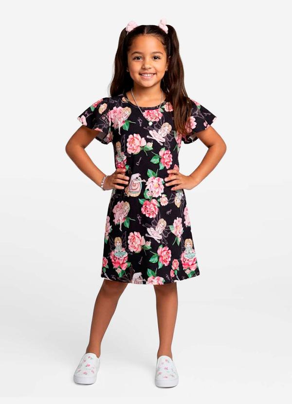 Select - Vestido Infantil Feminino Estampado Rosa