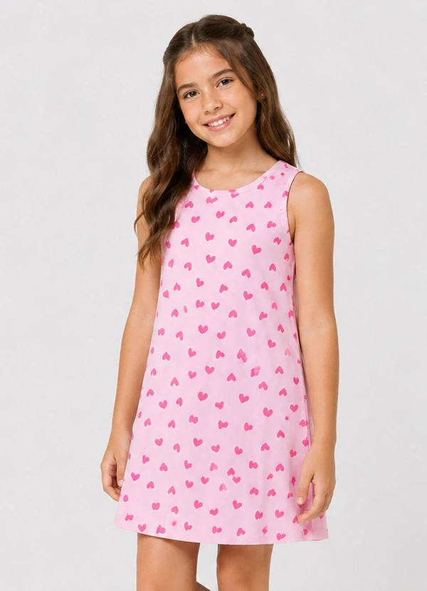 Select - Vestido Infantil Feminino Estampado Rosa