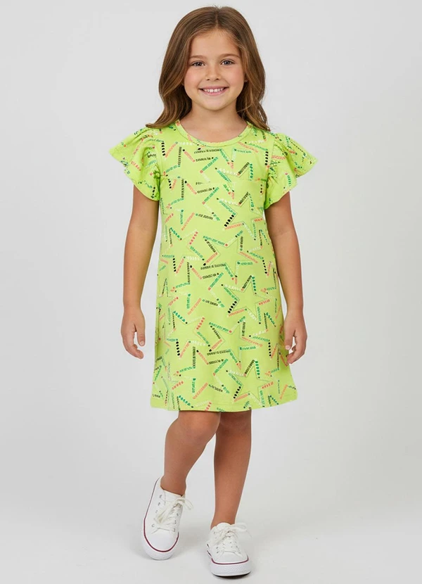 Select - Vestido Infantil Feminino Estampado Verde