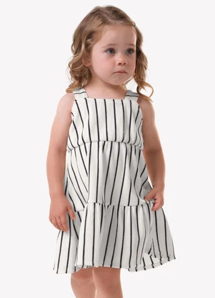 Trick Nick - Vestido Infantil Feminino Listrado Bege - TRICK NICK