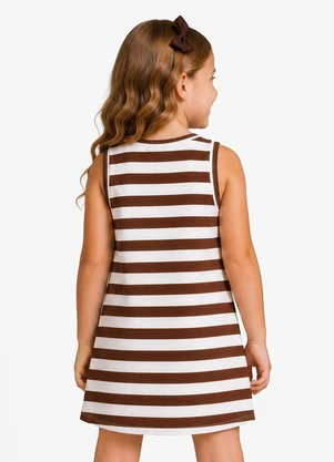 Select - Vestido Infantil Feminino Listrado Marrom - SELECT