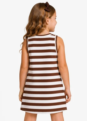 Select - Vestido Infantil Feminino Listrado Marrom - SELECT