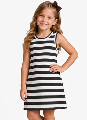 Select - Vestido Infantil Feminino Listrado Preto - SELECT