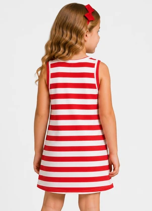 Select - Vestido Infantil Feminino Listrado Vermelho - SELECT