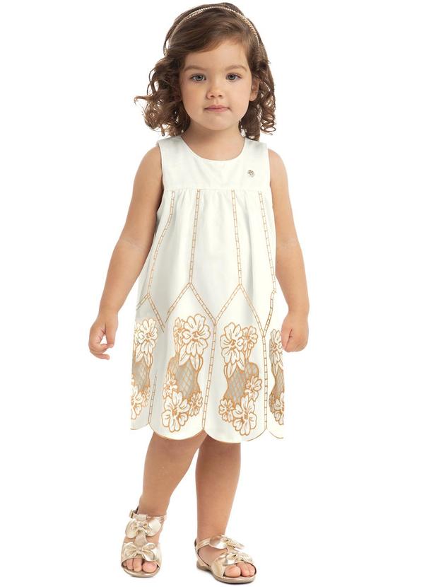 Milon - Vestido Infantil Feminino Off White