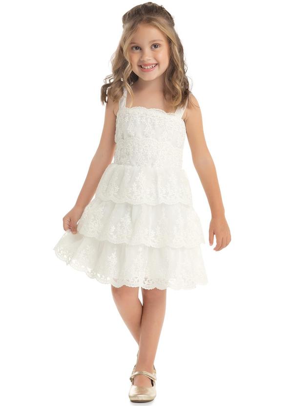 Milon - Vestido Infantil Feminino Off White