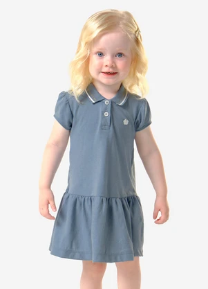 Trick Nick - Vestido Infantil Feminino Polo Piquet Azul - TRICK NICK