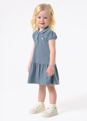 Trick Nick - Vestido Infantil Feminino Polo Piquet Azul - TRICK NICK