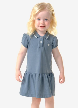 Trick Nick - Vestido Infantil Feminino Polo Piquet Azul - TRICK NICK