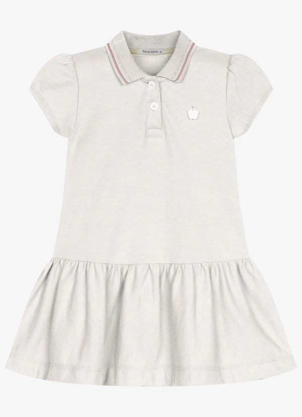 Trick Nick - Vestido Infantil Feminino Polo Piquet Bege