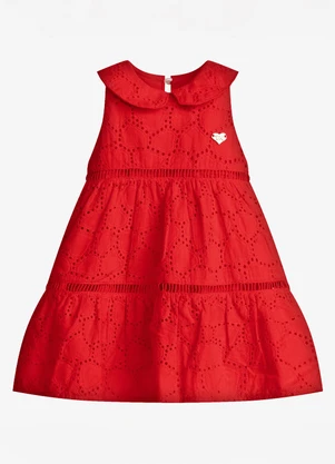 Trick Nick - Vestido Infantil Feminino Tecido Laise Vermelho - TRICK NICK