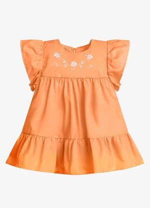 Trick Nick - Vestido Infantil Feminino Tricoline Laranja - TRICK NICK