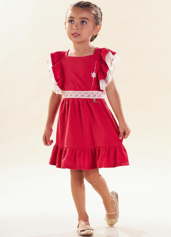 Kiki - Vestido Infantil Feminino Vermelho