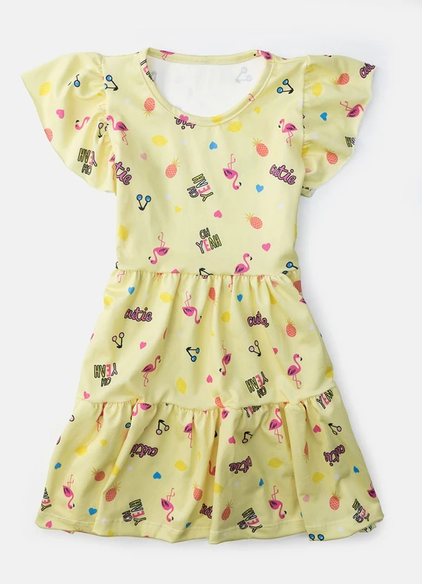 Laluna - Vestido Infantil Flamingo Amarelo 2