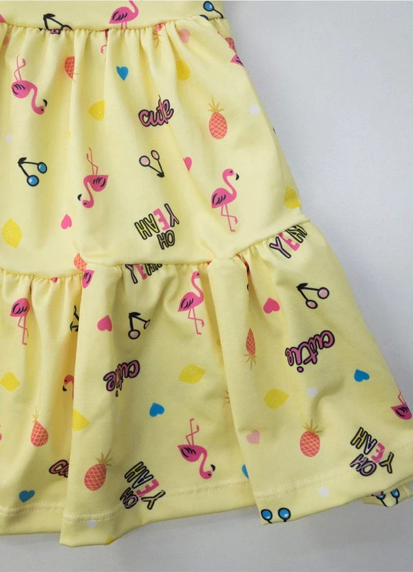 Laluna - Vestido Infantil Flamingo Amarelo 4