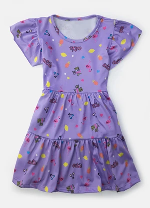 Laluna - Vestido Infantil Flamingo Lillás - LALUNA