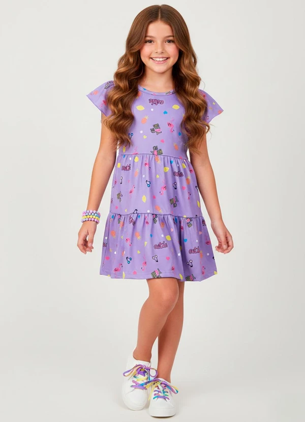 Laluna - Vestido Infantil Flamingo Lillás