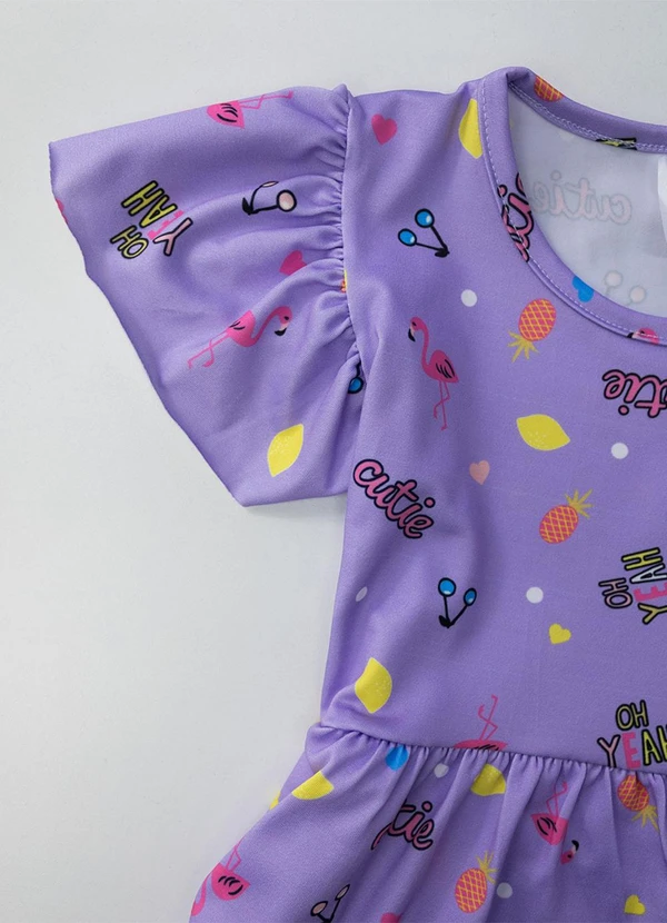 Laluna - Vestido Infantil Flamingo Lillás 3