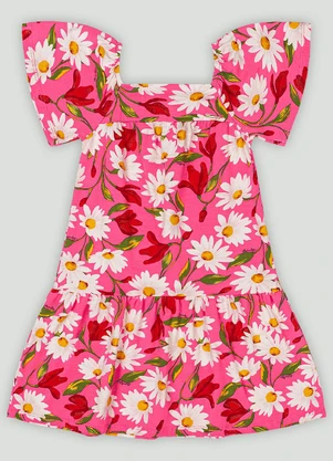 Vestido Infantil Floral Chic em Cotton Quimby Rosa - QUIMBY