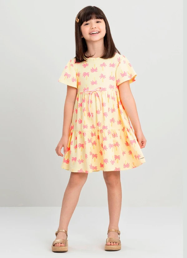Quimby - Vestido Infantil Floral Chic Quimby Amarelo