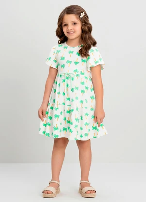 Vestido Infantil Floral Chic Quimby Branco - QUIMBY