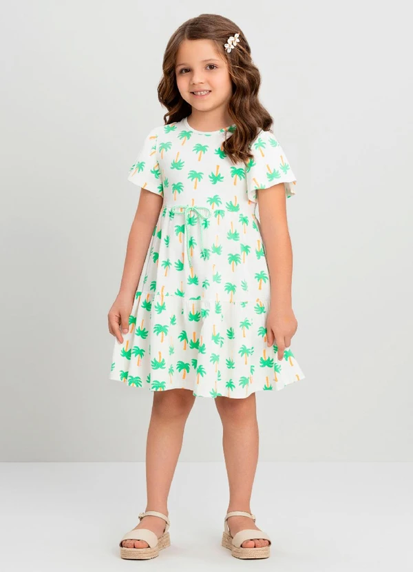 Quimby - Vestido Infantil Floral Chic Quimby Branco